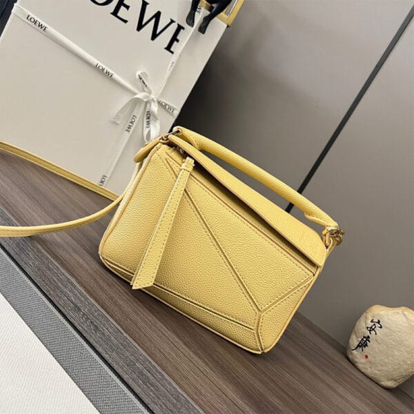 LOEWE Mini Puzzle bag in classic calfskin Khaki - Image 2