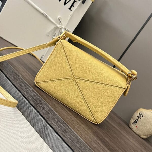 LOEWE Mini Puzzle bag in classic calfskin Khaki - Image 4