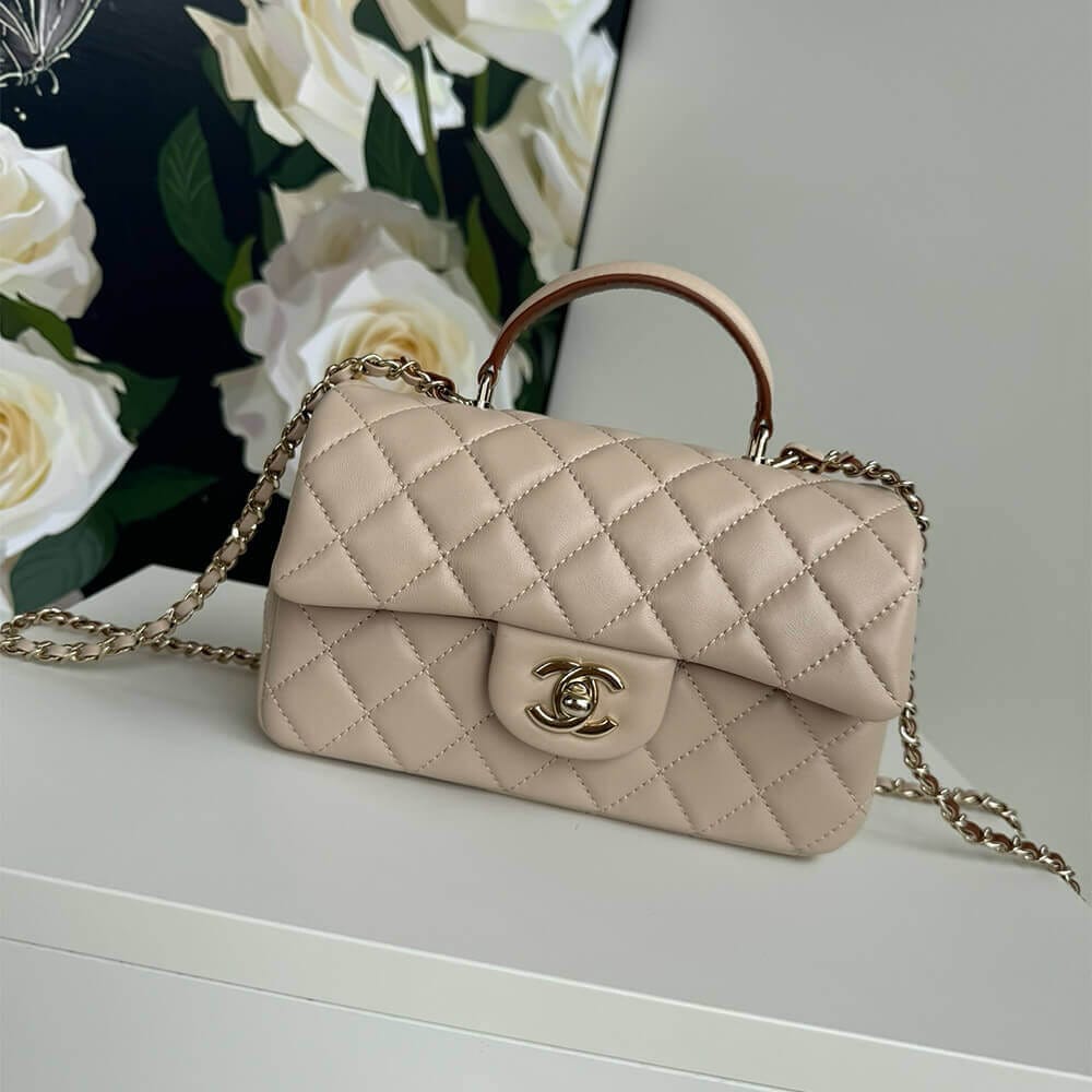 CHANEL Mini Classic Handbag With Top Handle Medium grey - Image 2