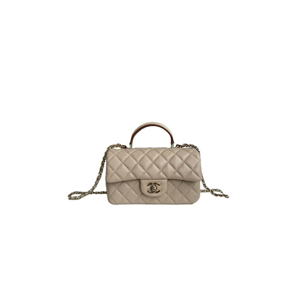 CHANEL Mini Classic Handbag With Top Handle Medium grey