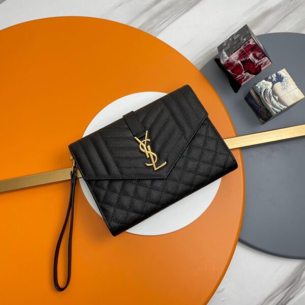 YSL CASSANDRE matelassé leather flap clutch black - Image 2