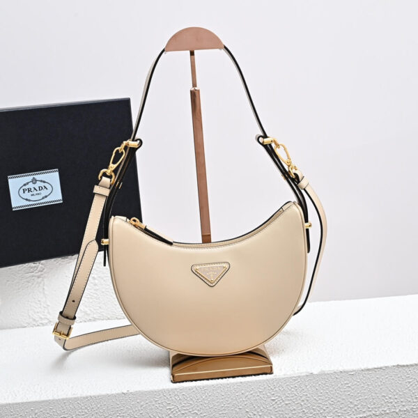 Prada Arqué small leather shoulder bag Beige - Image 2