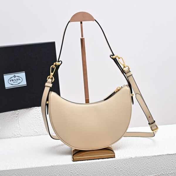 Prada Arqué small leather shoulder bag Beige - Image 4