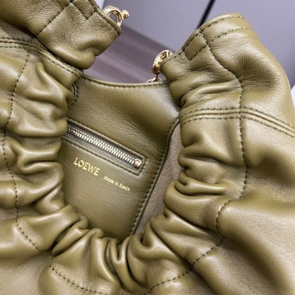 Loewe Small Squeeze bag in nappa lambskin Khaki - Image 7