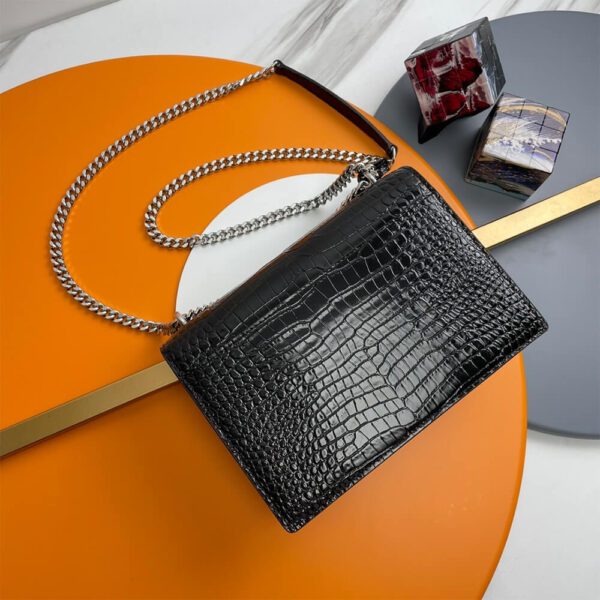YSL Crocodile-embossed leather SUNSET Medium black - Image 4