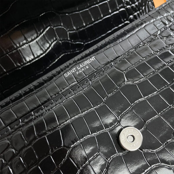 YSL Crocodile-embossed leather SUNSET Medium black - Image 7