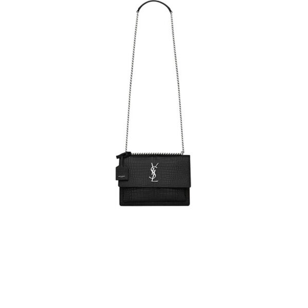 YSL Crocodile-embossed leather SUNSET Medium black