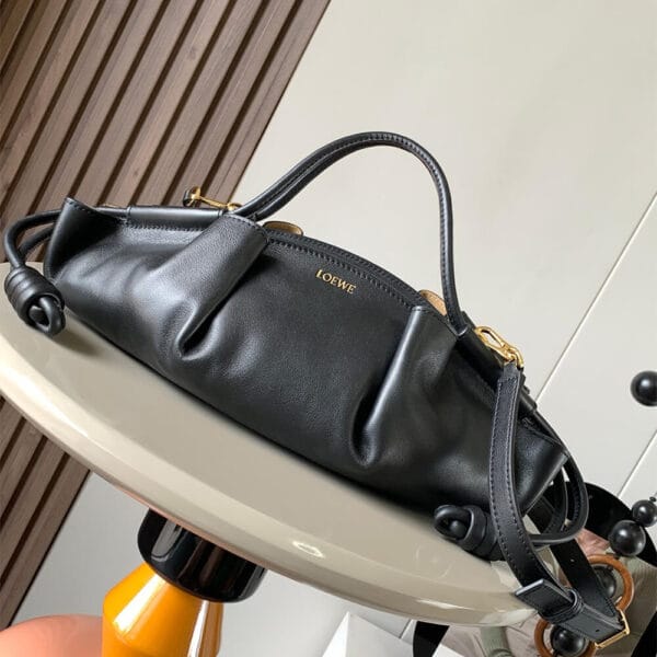Loewe Small Paseo bag in shiny nappa calfskin(high-end grade) black - Image 2