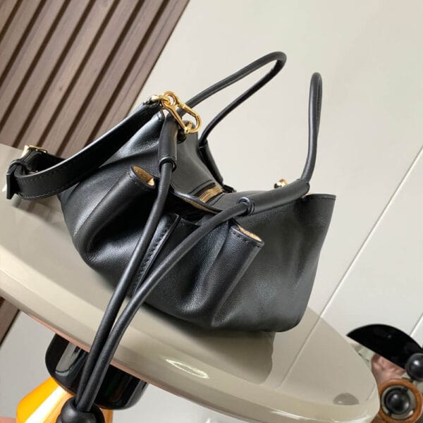 Loewe Small Paseo bag in shiny nappa calfskin(high-end grade) black - Image 3