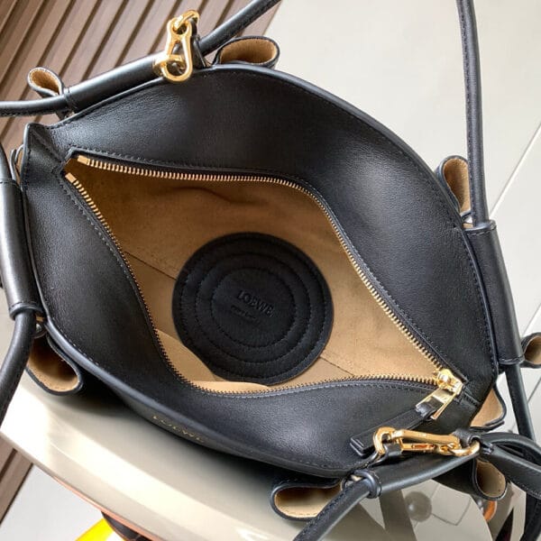 Loewe Small Paseo bag in shiny nappa calfskin(high-end grade) black - Image 8