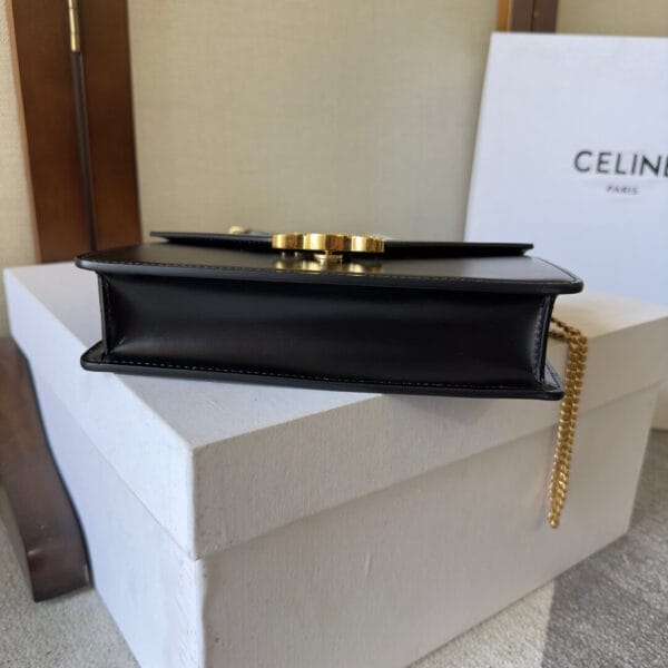 CELINE MARGO Shiny Calfskin Leather Chain Wallet black - Image 5