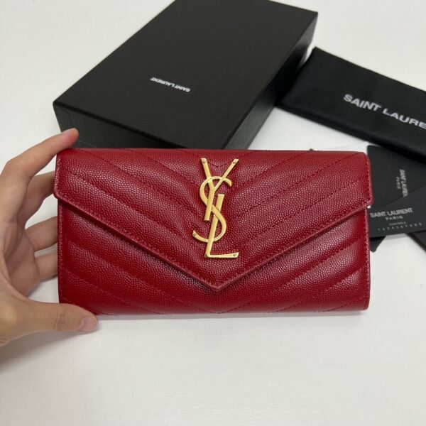 YSL CASSANDRE MATELASSÉ LARGE FLAP WALLET IN GRAIN DE POUDRE LEATHER Khaki - Image 2