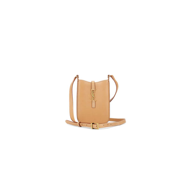YSL Le 5 à 7 mini vertical bag in shiny leather Lake Blue