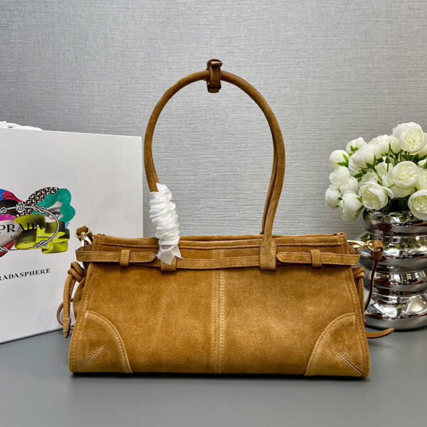 Prada Medium leather handbag(high-end grade) Khaki - Image 4