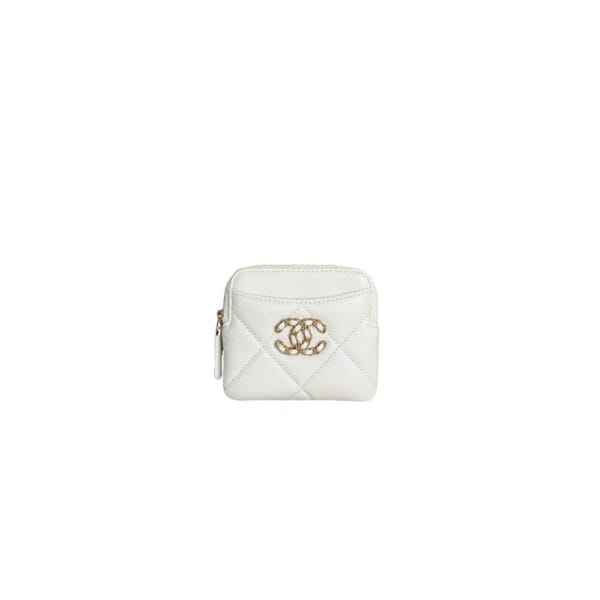 CHANEL 19 Zipped Coin Purse White