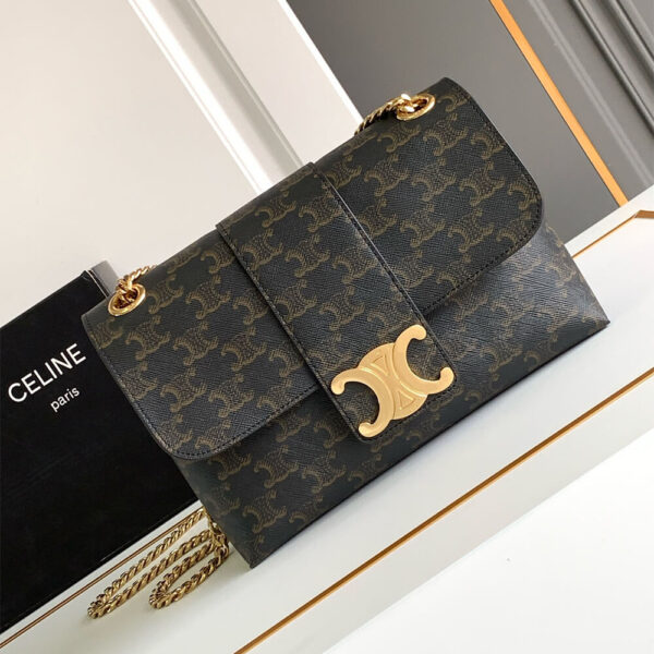 Medium CELINE VICTOIRE BAG WITH LOGO PRINT black - Image 2