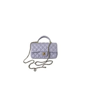 CHANEL Mini Classic Handbag With Top Handle Lake Blue