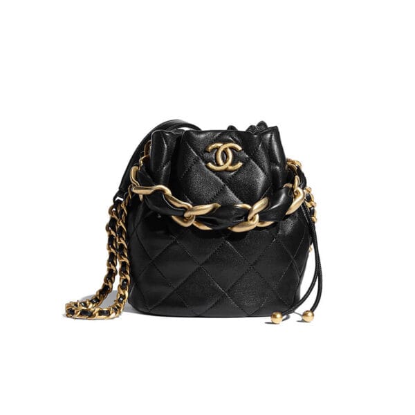 CHANEL Drawstring Bag black