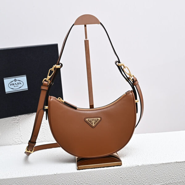 Prada Arqué small leather shoulder bag Khaki - Image 2