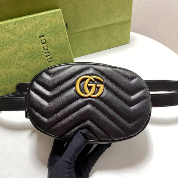 GG Marmont Quilted Leather Belt Bag black - Image 4