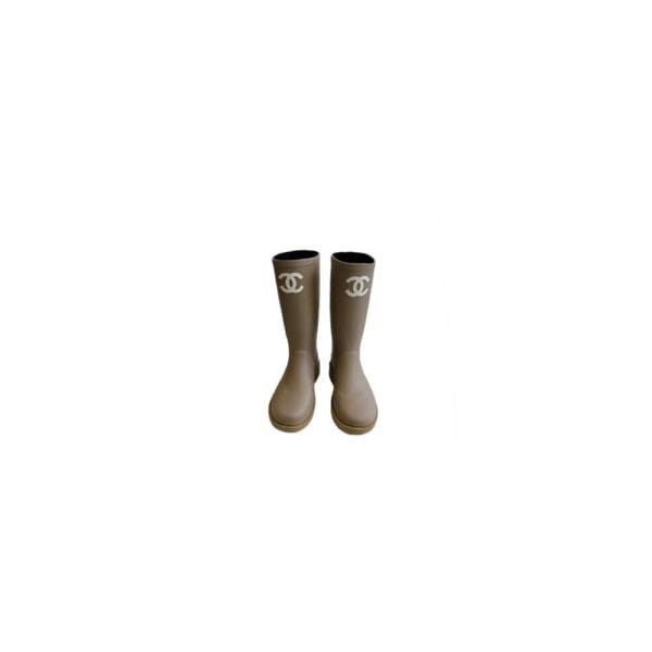 Chanel long rain boots black