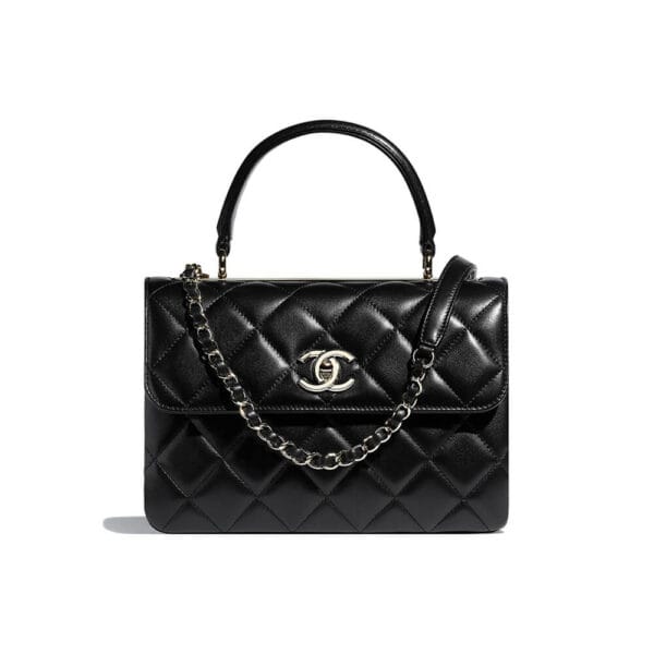 CHANEL FLAP BAG WITH TOP HANDLE black