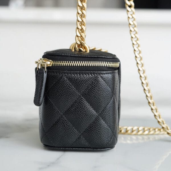 Chanel small gold ball makeup bag black - Image 3