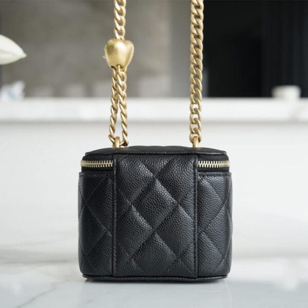 Chanel small gold ball makeup bag black - Image 4
