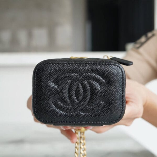 Chanel small gold ball makeup bag black - Image 6