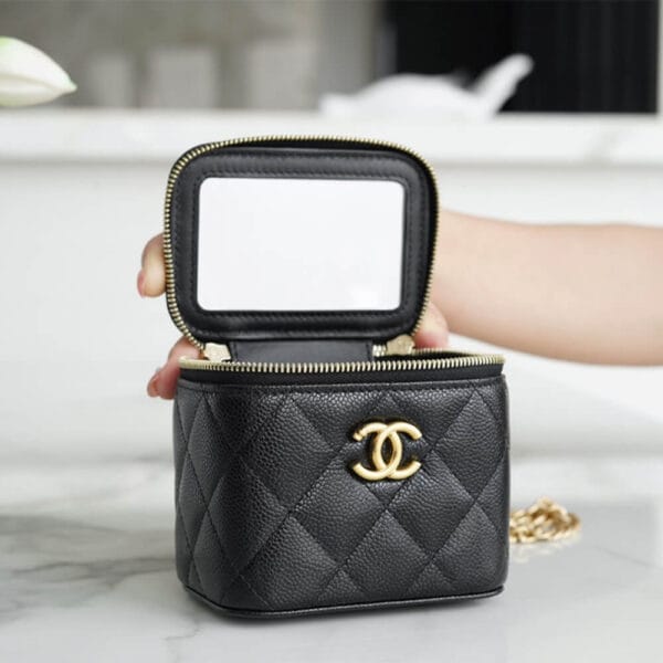 Chanel small gold ball makeup bag black - Image 7