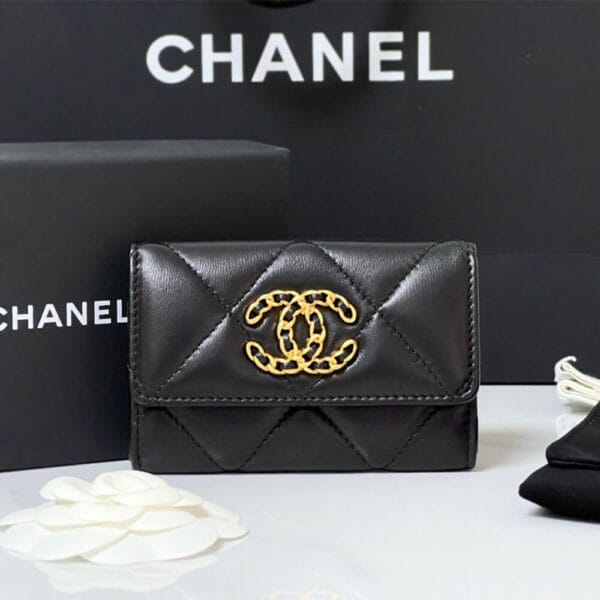 Chanel 19 flap card holder black - Image 2