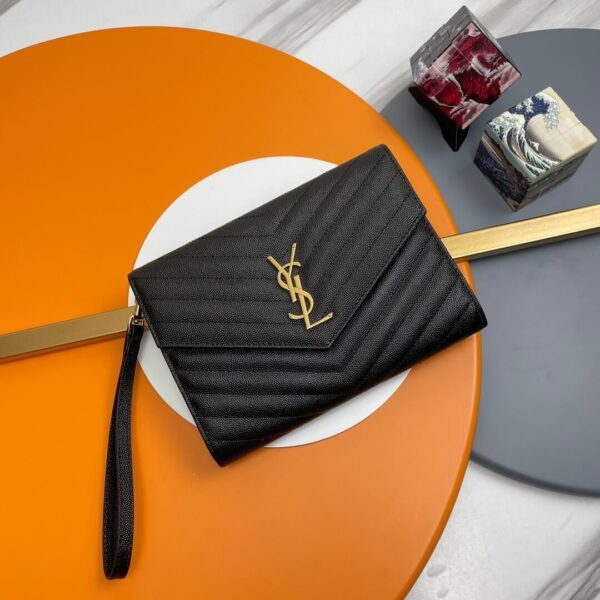 YSL CASSANDRE matelassé leather flap clutch black - Image 2