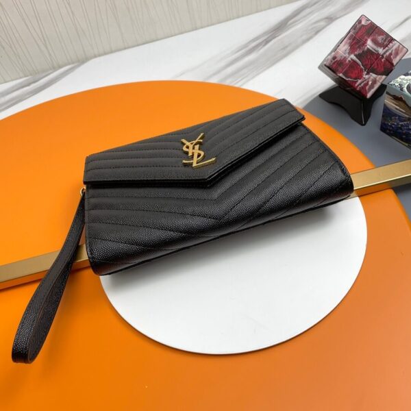 YSL CASSANDRE matelassé leather flap clutch black - Image 6