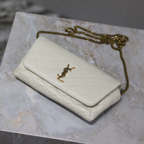 YSL GABY chain phone holder in lambskin Beige - Image 5