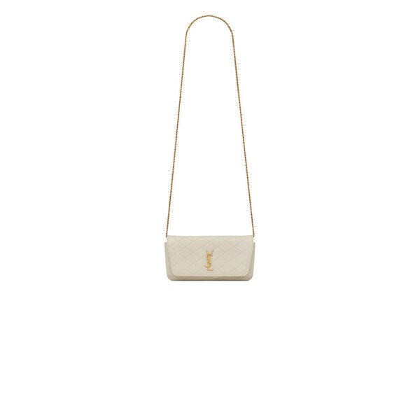 YSL GABY chain phone holder in lambskin Beige