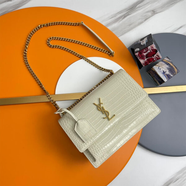 YSL Crocodile-embossed leather SUNSET Medium Beige - Image 2