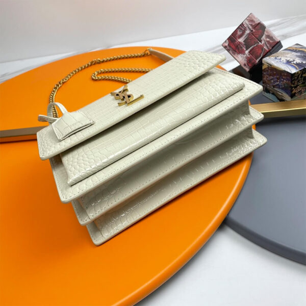 YSL Crocodile-embossed leather SUNSET Medium Beige - Image 6