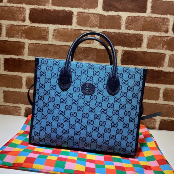 GG Multicolour small tote bag black - Image 2