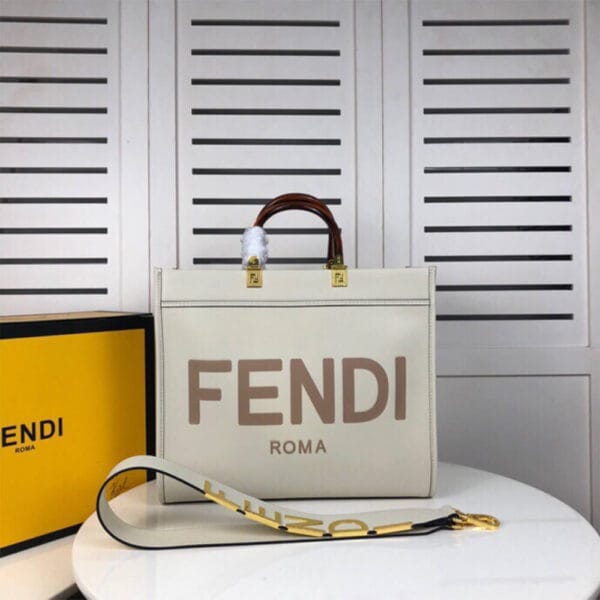 FENDI SUNSHINE Medium Tote Bag Beige - Image 2
