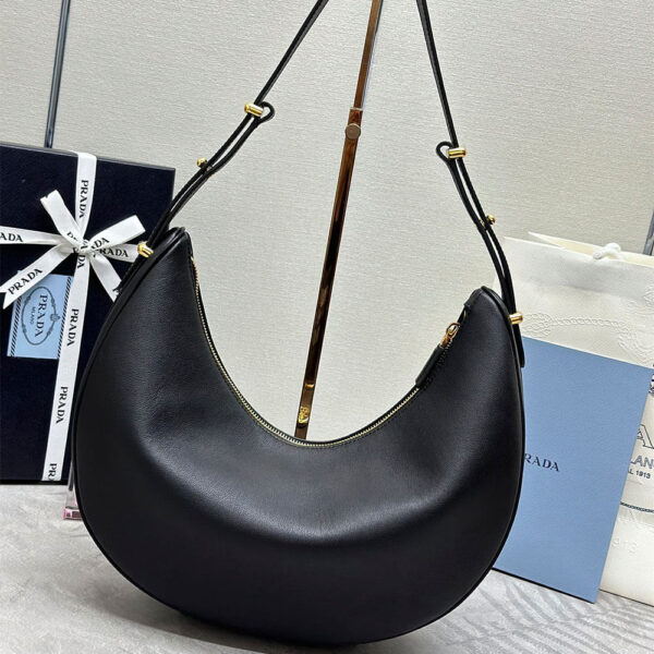 Prada Large leather shoulder bag black - Image 4