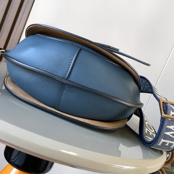 Loewe Small Gate bag in soft calfskin and jacquard Lake Blue - Image 5