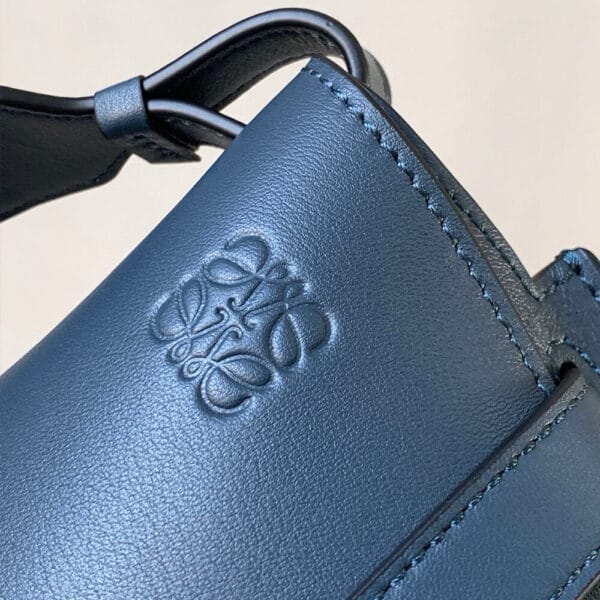 Loewe Small Gate bag in soft calfskin and jacquard Lake Blue - Image 6