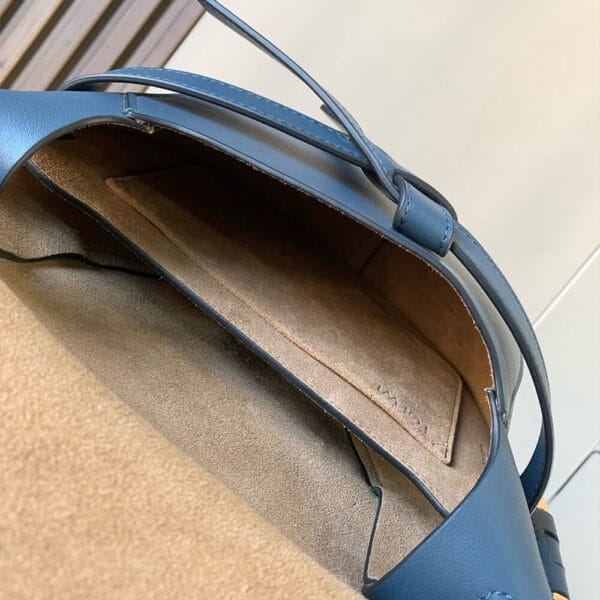 Loewe Small Gate bag in soft calfskin and jacquard Lake Blue - Image 8