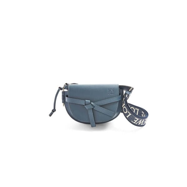 Loewe Small Gate bag in soft calfskin and jacquard Lake Blue