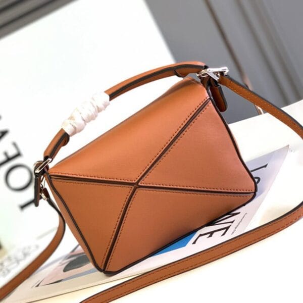 LOEWE Mini Puzzle bag in classic calfskin Khaki - Image 4