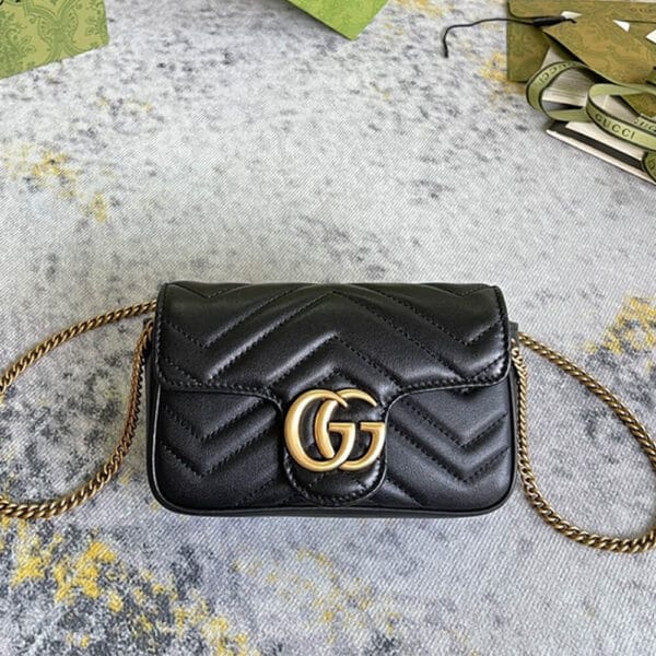 GG Marmont matelasse leather super mini bag black - Image 2