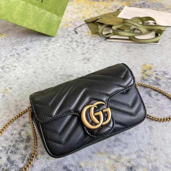 GG Marmont matelasse leather super mini bag black - Image 3