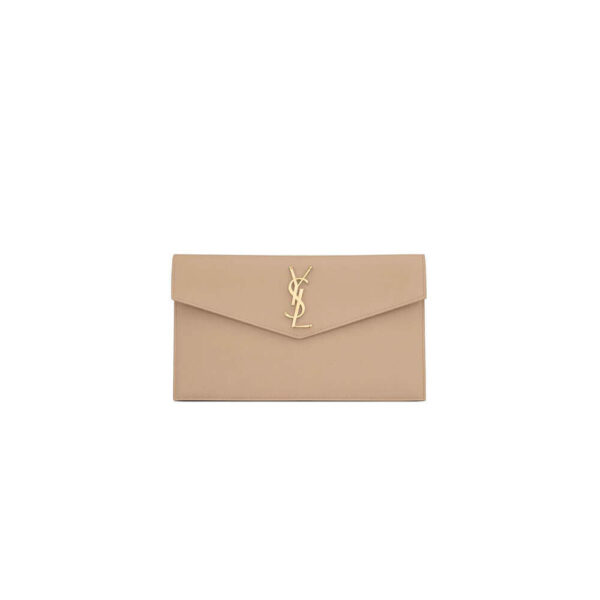 YSL UPTOWN POUCH IN GRAIN DE POUDRE EMBOSSED LEATHER Lake Blue