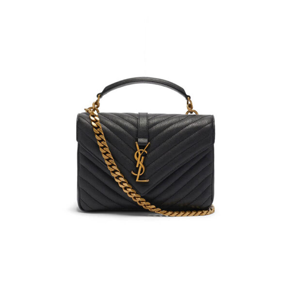 Saint Laurent College quilted-leather satchel bag black