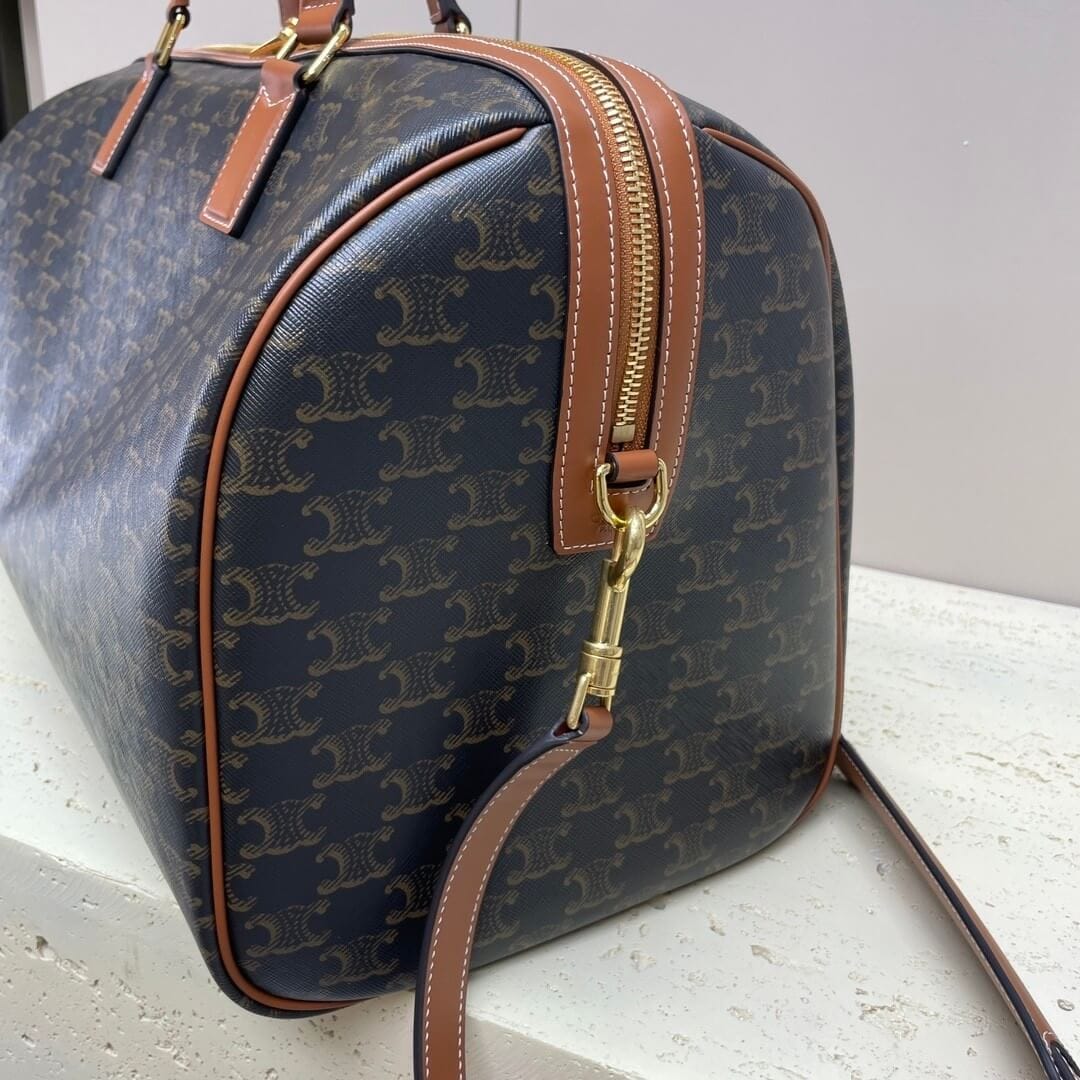 CELINE Medium duffle bag in logo-print calfskin black - Image 3